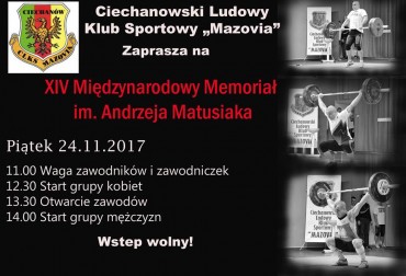 14. MEMORIAŁ ANDRZEJA MATUSIAKA, PIĄTEK, 24 LISTOPADA.