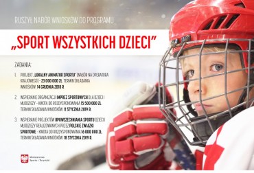 Ruszył nabór wniosków do Programu Sport Wszystkich Dzieci 2019